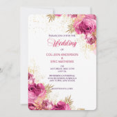 Roze Rose Bouquet Floral Wedding Invitation Kaart (Voorkant)