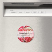 Roze Rose Bouquet , gepersonaliseerd huwelijk Magneet (Insitu (Vaatwasser))
