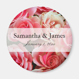 Roze Rose Bouquet , gepersonaliseerd huwelijk Magneet