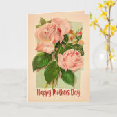 Roze Rose Bouquet Happy Moederdag Kaart (Gele Bloem)