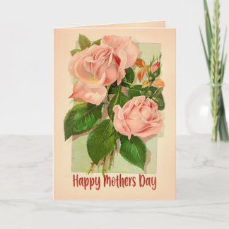 Roze Rose Bouquet Happy Moederdag Kaart