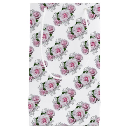 Roze Rose Bouquet Klein Cadeauzakje (Voorkant)