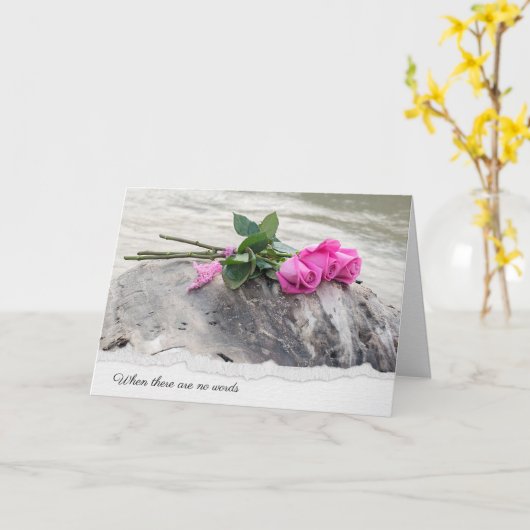 Roze Rose Bouquet over drift sympathie Kaart (Gele Bloem)