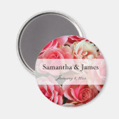 Roze Rose Bouquet Personal Wedding Magneet (Voorkant / Achterkant)