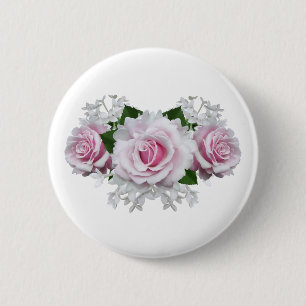 Roze Rose Bouquet Ronde Button 5,7 Cm