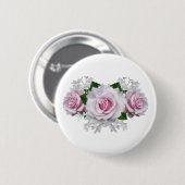 Roze Rose Bouquet Ronde Button 5,7 Cm (Voorkant /achterkant)