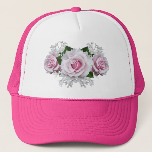 Roze Rose Bouquet Trucker Pet (Voorkant)