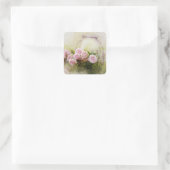 Roze Rose Bouquet Vierkante Sticker (Tas)
