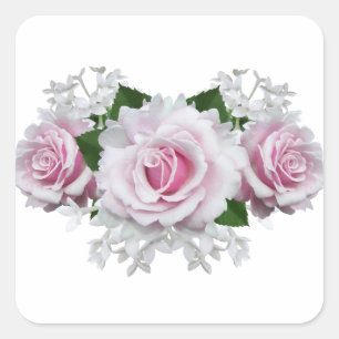 Roze Rose Bouquet Vierkante Sticker