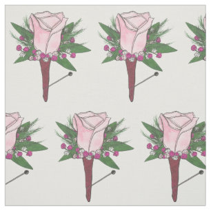 Roze Rose Boutonniere Flower Groom Wedday Stof