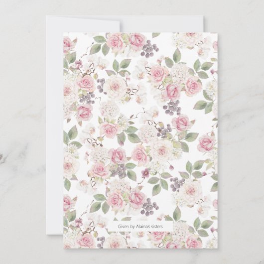 Roze Rose Bridal Brunch en Bubble Mimosa Kaart (Achterkant)