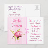 Roze Rose Bridal Shower Uitnodiging Briefkaart (Voorkant / Achterkant)