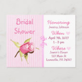 Roze Rose Bridal Shower Uitnodiging Briefkaart (Voorkant)