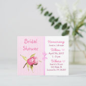 Roze Rose Bridal Shower Uitnodiging Briefkaart (Staand voorkant)