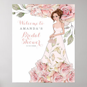 Roze Rose Bride Vrijgezellenfeest Welkomstwoord Po Poster