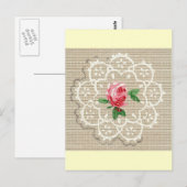 Roze Rose Briefkaart (Voorkant / Achterkant)