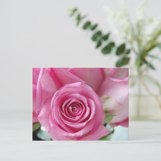 Roze Rose Briefkaart (Staand voorkant)