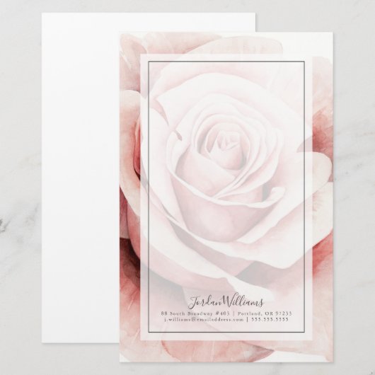 Roze Rose Briefpapier (Voorkant / Achterkant)