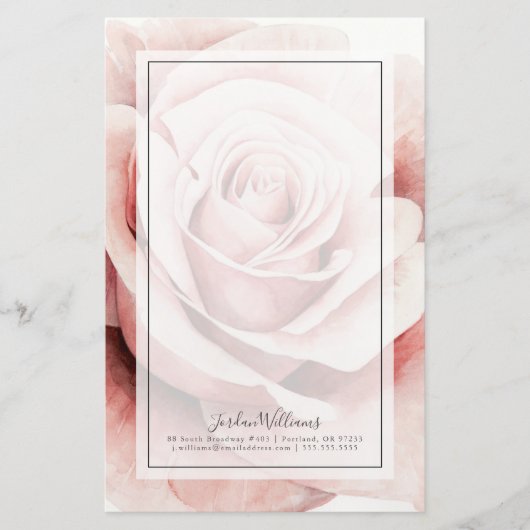 Roze Rose Briefpapier (Voorkant)