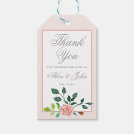 Roze Rose bruiloft gunst dank u Labels Cadeaulabel