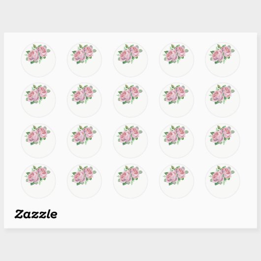 Roze Rose bruiloft gunst Stickers (Vel)