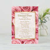 Roze Rose bruiloft repetitie diner Kaart (Staand voorkant)