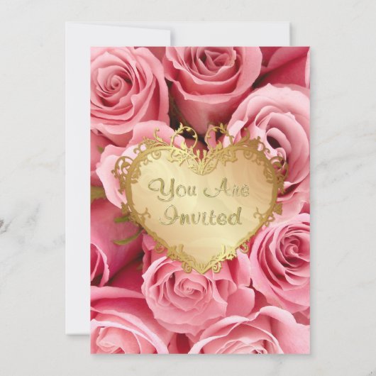 Roze Rose bruiloft repetitie diner Kaart (Achterkant)