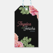 Roze Rose bruiloft thema Cadeaulabel (Achterkant)