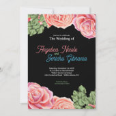 Roze Rose bruiloft thema Kaart (Voorkant)