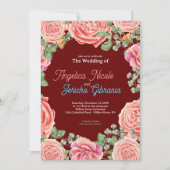 Roze Rose bruiloft thema Kaart (Voorkant)