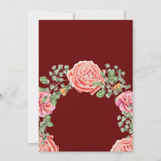 Roze Rose bruiloft thema Kaart (Achterkant)