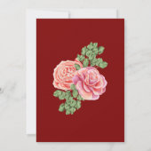 Roze Rose bruiloft thema Kaart (Achterkant)