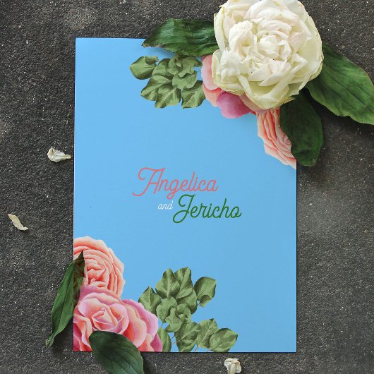 Roze Rose bruiloft thema Kaart