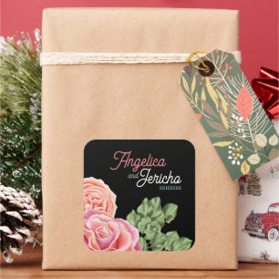 Roze Rose bruiloft thema Vierkante Sticker