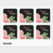 Roze Rose bruiloft thema Vierkante Sticker (Vel)