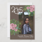 Roze Rose  bruin Afstuderen Aankondiging (Voorkant)