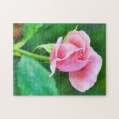 Roze Rose Bud Bloem Art Tuin Puzzel (Horizontaal)