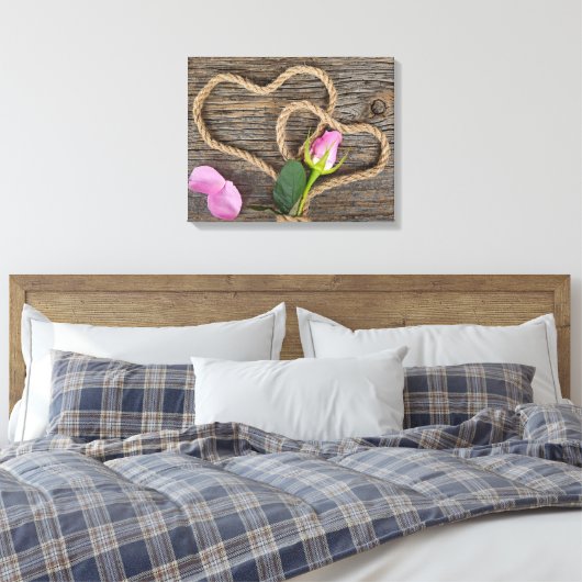 Roze Rose Bud Canvas Afdruk (Insitu (Slaapkamer))