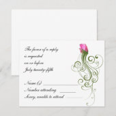 Roze Rose Bud Flourish RSVP-kaart RSVP Kaartje (Voorkant / Achterkant)