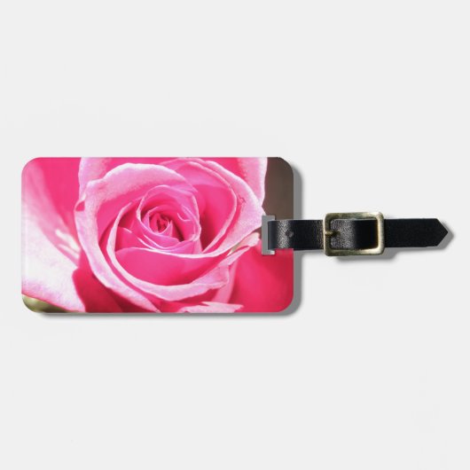 Roze Rose Bud Flower Floral foto Bagagelabel (Voorkant horizontaal)