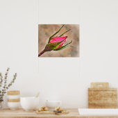 Roze Rose Bud Garden Waterverf stijl kunst Poster (Keuken)