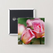 Roze Rose Bud Pin Vierkante Button 5,1 Cm (Voorkant /achterkant)