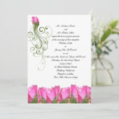 Roze Rose Bud Uitnodiging (Staand voorkant)