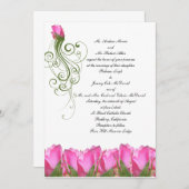 Roze Rose Bud Uitnodiging (Voorkant / Achterkant)