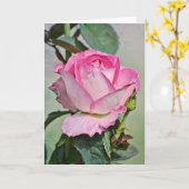 Roze Rose Budding Out Art Note Kaart (Gele Bloem)