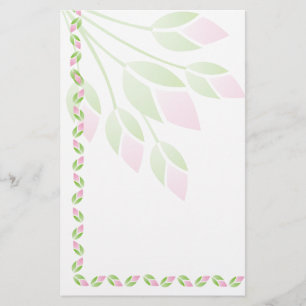 Roze Rose Buds Stationery-Floral Briefpapier