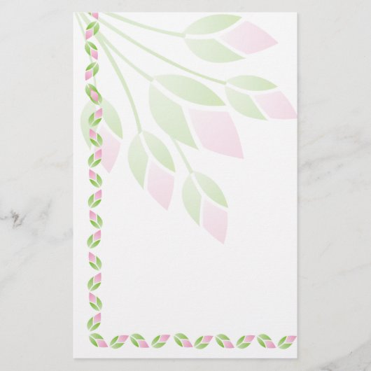 Roze Rose Buds Stationery-Floral Briefpapier (Voorkant)