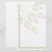 Roze Rose Buds Stationery-Floral Briefpapier (Voorkant / Achterkant)