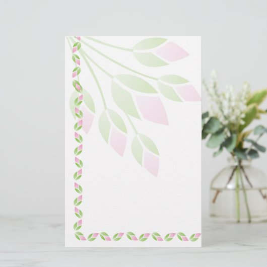Roze Rose Buds Stationery-Floral Briefpapier (Staand voorkant)