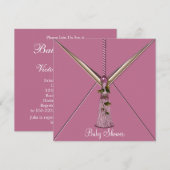 Roze Rose Buds Tassel Baby Meisje Douche Uitnodigi Kaart (Voorkant / Achterkant)